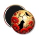 Magnet's - chat noir fleur coquelicot