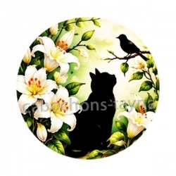 chat noir fleur