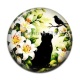Cabochon Résine - chat noir fleur