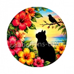chat noir fleur