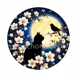 chat noir fleur de cerisier