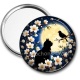 Miroir de poche - chat noir fleur de cerisier