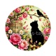 chat noir fleur rose