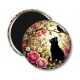Magnet's - chat noir fleur rose