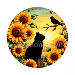 chat noir fleur tournesol