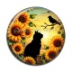 Cabochon Résine - chat noir fleur tournesol
