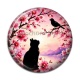 Cabochon Résine - chat noir fleur de cerisier