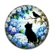 Cabochon Résine - chat noir fleur 