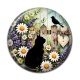 Cabochon Résine - chat noir fleur sauvage