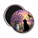 Magnet's - chat noir fleur lavande