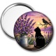 Miroir de poche - chat noir fleur lavande
