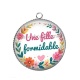 Pendentif Cabochon Argent - une fille formidable
