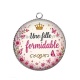 Pendentif Cabochon Argent -  une fille formidable