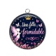 Pendentif Cabochon Argent -  une fille formidable