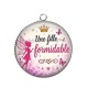 Pendentif Cabochon Argent -  une fille formidable