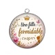 Pendentif Cabochon Argent -  une fille formidable