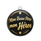 Pendentif Cabochon Argent - mon beau père mon héros