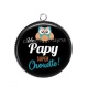 Pendentif Cabochon Argent - un papy super chouette