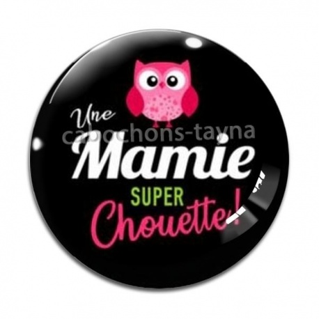 Cabochon Verre - une mamie super chouette