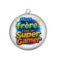 Pendentif Cabochon Argent - mon frère c'est un super gamer