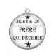 Pendentif Cabochon Argent - je suis un frère qui déchire