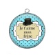 Pendentif Cabochon Argent - je t'aime mon frère
