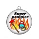 Pendentif Cabochon Argent - super pompier
