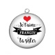 Pendentif Cabochon Argent - je t'aime frangin ta sister