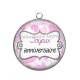 Pendentif Cabochon Argent - joyeux anniversaire