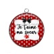 Pendentif Cabochon Argent - je t'aime ma soeur