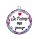 Pendentif Cabochon Argent - je t'aime ma soeur