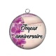 Pendentif Cabochon Argent - joyeux anniversaire