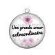 Pendentif Cabochon Argent - une grande soeur extraordinaire