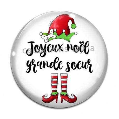 Cabochon Verre - joyeux noël grande soeur