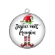 Pendentif Cabochon Argent - joyeux noël frangine