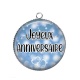 Pendentif Cabochon Argent - joyeux anniversaire
