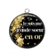 Pendentif Cabochon Argent - je suis une grande soeur en or