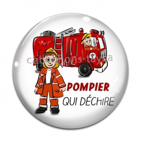 Cabochon Verre - pompier qui déchire