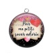 Pendentif Cabochon Argent - pour ma petite soeur adorée