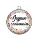 Pendentif Cabochon Argent - joyeux anniversaire