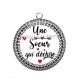 Pendentif Cabochon Argent - une soeur qui déchire