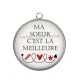 Pendentif Cabochon Argent - ma soeur c'est la meilleure