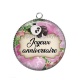 Pendentif Cabochon Argent - joyeux anniversaire