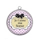 Pendentif Cabochon Argent - je t'aime ma soeur