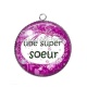 Pendentif Cabochon Argent - une super soeur