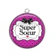 Pendentif Cabochon Argent - super soeur