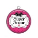 Pendentif Cabochon Argent - super soeur