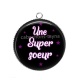 Pendentif Cabochon Argent - une super soeur