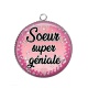 Pendentif Cabochon Argent - soeur super géniale