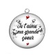 Pendentif Cabochon Argent - je t'aime ma grande soeur